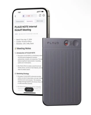 AI Voice Recorder, PLAUD NOTE Voice Recorder w/Case, App Control, Transcribe USA - Image 1 of 4