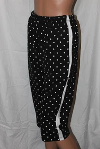 FREEDOM FIT ZONE 100% COTTON PULL ON KNIT CAPRIS BLACK POLKA DOT WOMENS PETITES - Picture 1 of 5