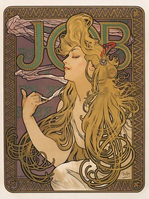 1890s Art Nouveau Job Rolling Paper Vintage Style Mucha Advertising Poster - Imagem 1 de 2