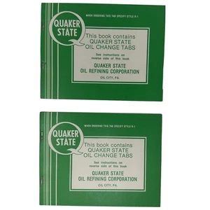 Vintage QUAKER STATE Oil Change Tabs Booklet NEAR MINT 100 Stickers - Lot of 2 - Picture 1 of 12
