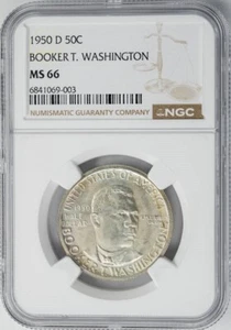 1950-D Booker T Washington Half 50c MS66 NGC 950103-5 - Picture 1 of 4