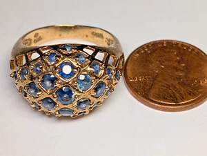 VINTAGE STERLINGSILBER VERMEIL FILIGRANER RING BLAUE STEINE GRÖSSE 7 3/4 - Bild 1 von 15