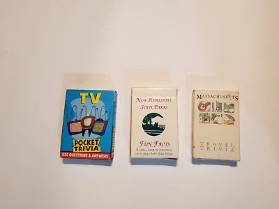 TV POCKET TRIVIA MASSACHUSETTS NEW HAMPSHIRE TRAVEL TRIVIA FUN FACTS CARD DECKS - Image 1 of 4