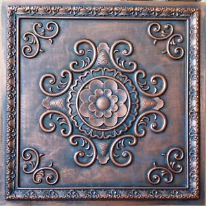 24x24 Ceiling tiles Faux tin rust copper decor wall panel PL08 10pcs/lot - Picture 1 of 12
