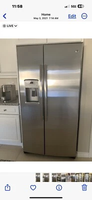 Usado GE - 21,9 Cu. Refrigerador de acero inoxidable para pies Side-by-Side a profundidad de mostrador Foto 1 de 4