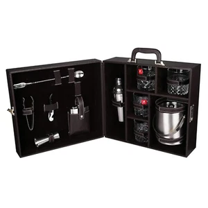 Bar Accessories Mini Bar Set Portable Leatherette Briefcase Travel Kit Gift - Picture 1 of 4
