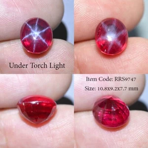 Zafiro estrella rubí ovalado 11x9 mm 6 rayos laboratorio corindón corte mixto - Imagen 1 de 9
