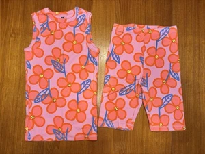 NEW Girl size 12 Tea Collection Sleeveless Cotton Pajamas Summer PJs Pink Flower - Picture 1 of 9