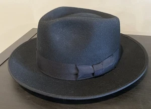Two Roads Waterloo Snap Brim Fedora Australian Wool Black Hat Sz 59 US 7 1/2 - Picture 1 of 8