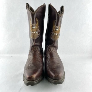 Stivali Harley Davidson in pelle marrone da uomo taglia 9 Hondo Western Eagle #95261 - Foto 1 di 10
