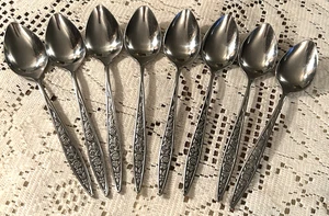 SANTIAGO 8 Teaspoons Ekco Eterna Custom Stainless Japan Flatware - Picture 1 of 2
