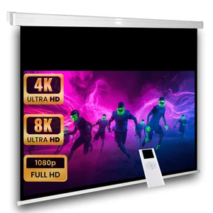 Avlux Heimkino Beamer Motor Leinwand 180 x 101 cm 16:9 HDTV FULL HD 3D 4K VP24 - Picture 1 of 12
