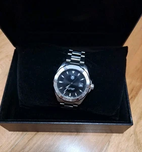 TAG HEUER AQUARACER STAINLESS STEEL WAY1110 DATE BLACK DIAL MENS WATCH 300 METER - Picture 1 of 14