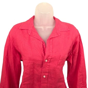 Frank & Eileen Leinen Button Down Hemd Langarm Freizeit Oberteil Rosa Small - Bild 1 von 7