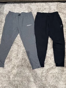 Gymshark 2er Set Crest Pant Herren Large Slim Fit Schwarz Jogginghose Sweatpants - Bild 1 von 7