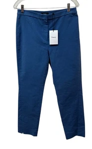 Theory Prussian Blue Moleskin Twill Cropped Ankle Trousers Pants Size 6 NEW - Picture 1 of 10