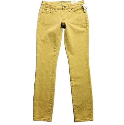 Женские джинсы с универсальной нитью 0 желтые с заниженной талией эластичные узкие узкие 27x28 - Изображение 1 из 4