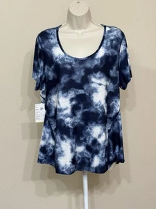 Old Navy Active Women’s Blue Tie Dye Short Sleeve Round Neck Stretch T-Shirt XL - Picture 1 of 11