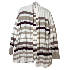 Lane Bryant gestreifte beige burgunder leichte Strickjacke Karriere Capsule Gr. 18/20 Boho - Bild 1 von 8