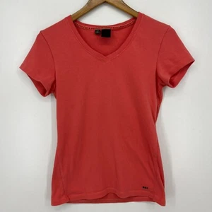 REI T-Shirt Women's Size M Red Orange V Neck Short Sleeve Organic Cotton Blend - Picture 1 of 8