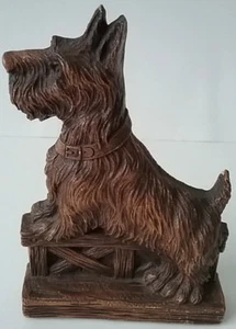 Scottie Terrier Dog Begging Pressed Orna Wood Single Bookend Vintage 1940's - Picture 1 of 1