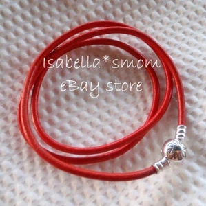 Authentic PANDORA Red SMOOTH Triple Leather Bracelet 20.7"~52.5cm 590714CBK-T1 - Picture 1 of 2
