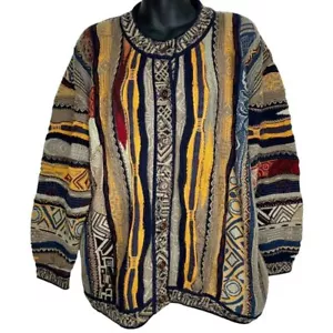 New Vintage Coogi Wool Button Cardigan Sweater Deadstock Textured Australia Med - Picture 1 of 15