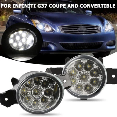 Pair Front White LED Fog Lights For Infiniti G37 Coupe and Convertible 2010-2011 - image 1 of 4