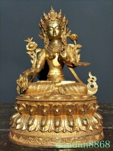 Tibetan Buddhism temple bronze Gilt white tara Kwan-Yin goddess Buddha statue - Picture 1 of 9