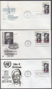 USA # 1275 SET of 3 DIFF FDCs - ADLAI STEVENSON, PHOTO by PHILIPPE HALSMAN - Picture 1 of 1