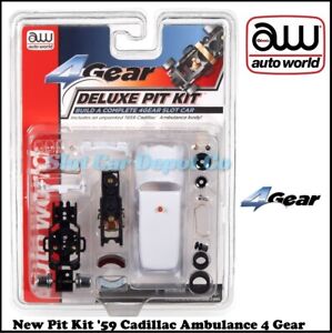 Auto World 4 Gear Deluxe Pit Kit '59 Cadillac Ambulance Body & Chassis TRX115