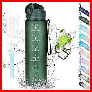 Eco-Friendly 1L Sports Water Bottle - BPA-Free with Straw & Hydration Markings - Picture 1 of 10