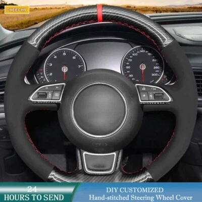 Hand Stitched Soft Black Suede Steering Wheel Cover For Audi A1 A3 A4 2015- - Image 1 of 4