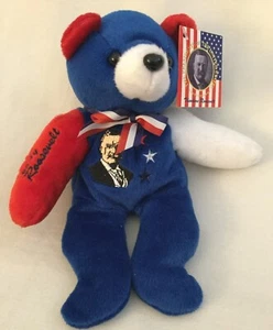 TEDDY ROOSEVELT TOY BEAR 26th PRESIDENT USA RED WHITE BLUE FLAG REPUBLICAN GOP - Picture 1 of 14