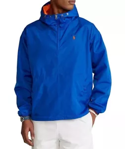 Polo Ralph Lauren Herren viertelgroßer Reißverschluss Licht Windschutz Pony Logo blaue Jacke neu mit Etikett - Bild 1 von 9