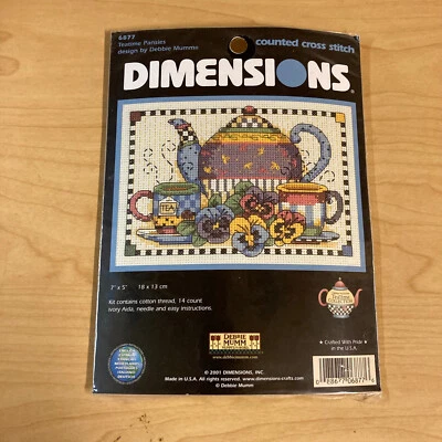 尺寸 6877 Teatime Pansies Debbie Mumm 计数十字绣套件  — 第 1/4 张图片