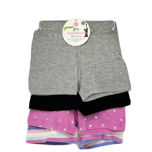 Member's Mark 4 Pack Girls Cart Wheel Shorts Size 4/5 XS Cotton Stretch Stripe - Picture 1 of 8