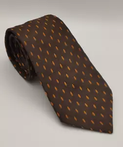 Vintage Tie Brown with Orange Embroidery St Michael Polyester - Picture 1 of 4