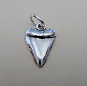 Small 9x12mm Sterling Silver Shark Tooth Charm - Picture 1 of 4