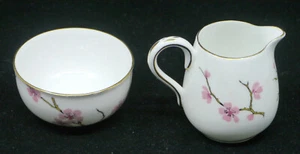 VINTAGE CROWN STAFFORDSHIRE ENGLISH BONE CHINA SMALL CREAM & SUGAR SET, BLOSSOMS - Picture 1 of 5