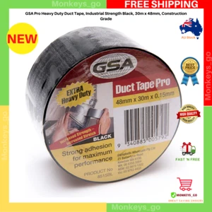 GSA Black Duct Tape Pro - 30m x 48mm Heavy Duty Multi-Purpose Repair Tape NEW AU - Picture 1 of 5