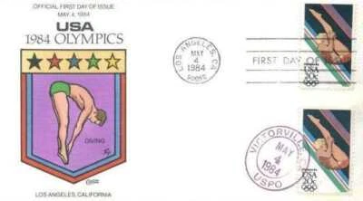 COLLINS HAND PAINTED 2082-5 1984 Olympics 4 Covers Diving Long Jump Wrestling - Image 1 of 4