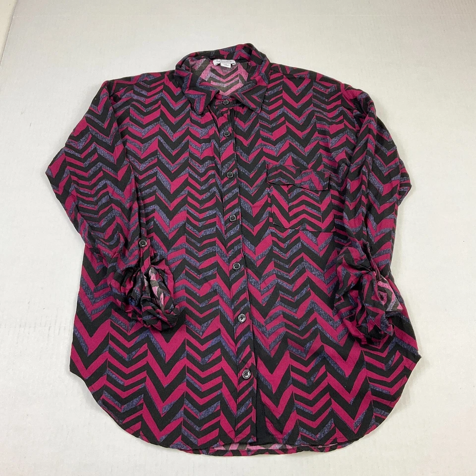 Camisa feminina esplêndida com botão frontal estampada manga longa gola redonda XS - Imagem 1 de 4