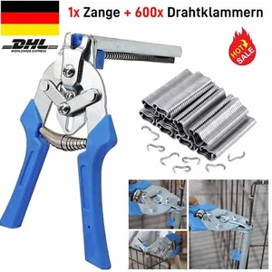 Drahtbefestigungszange Für Maschendraht Drahtklammern Zaunzange + 600 Klammern - Bild 1 von 12