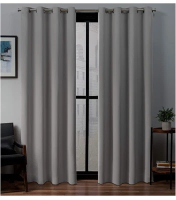 Exclusive Home Santeen Veridian Gray Grommet Top Curtain Panel Pair, 52"x108" - Image 1 of 4