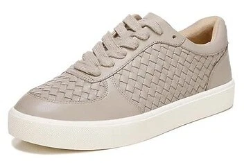 Sam Edelman Emma Mink Grey Lace Up Rounded Toe Woven Detailed Low Top Sneakers - Image 1 of 4