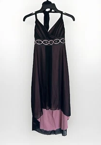 Vintage Y2K 90s Halter Babydoll Midi Hilo Dress Fairy M Black Pink Prom Formal - Picture 1 of 8