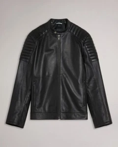 TED BAKER Branddo Leather Racer Jacket - Picture 1 of 8