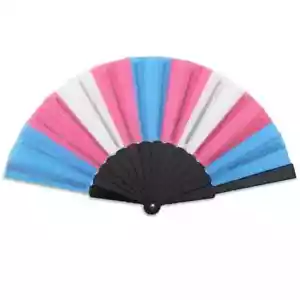Transgender LGBTQ Small Handheld Hand Fans Trans Pride Small Folding Hand Fans - Picture 1 of 8