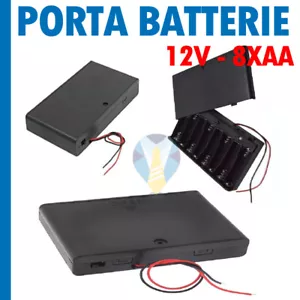 BOX PORTA BATTERIE 8 PILE STILO AA PORTABATTERIA PILA INTERRUTTORE 12V - Foto 1 di 2